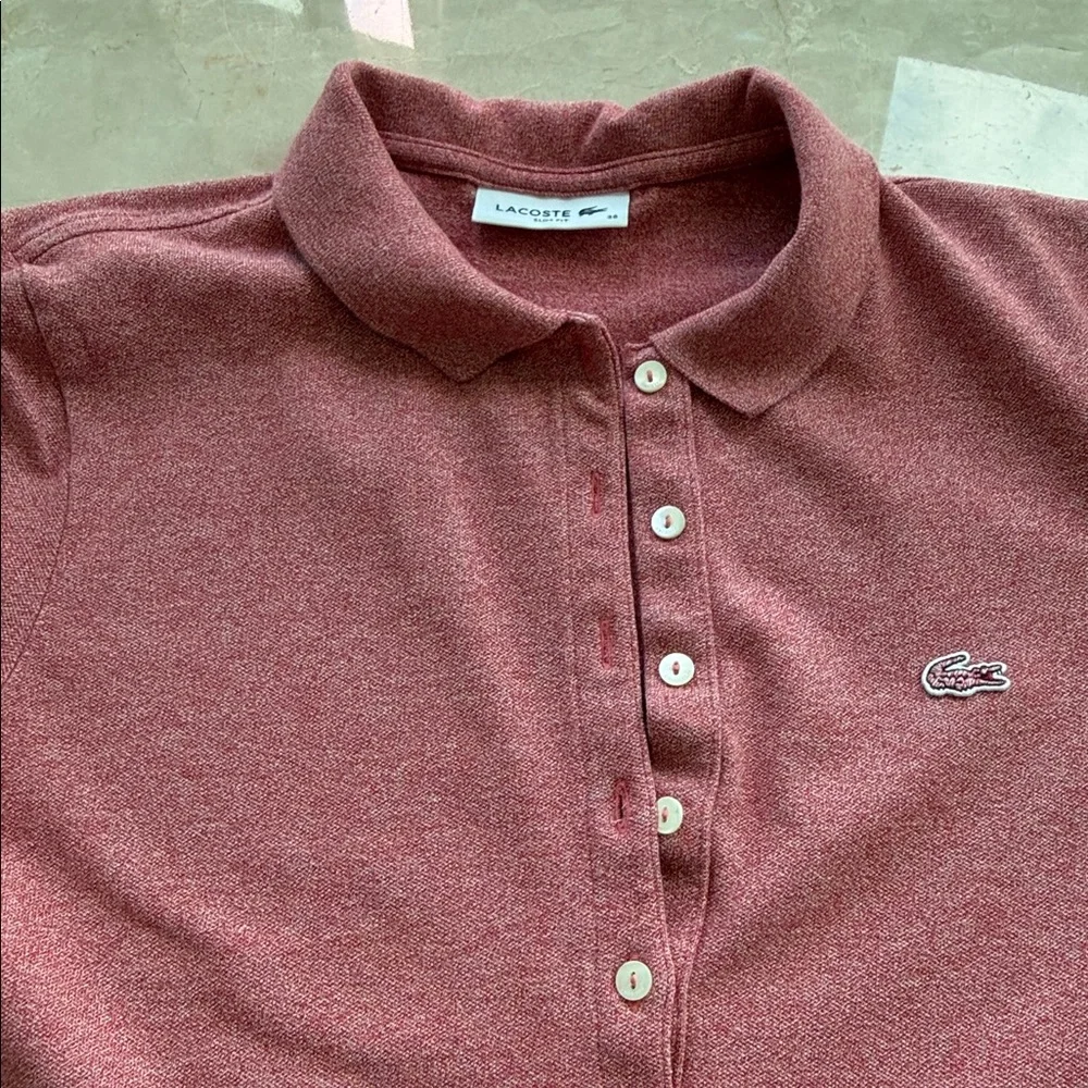 Lacoste Women's Button Down pink Polo Shirt  short sleeve Size 38 ( S) - Picture 13 of 13